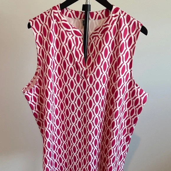 Anne Klein Pink and White Geometric Sleeveless Top XL - Picture 4 of 5